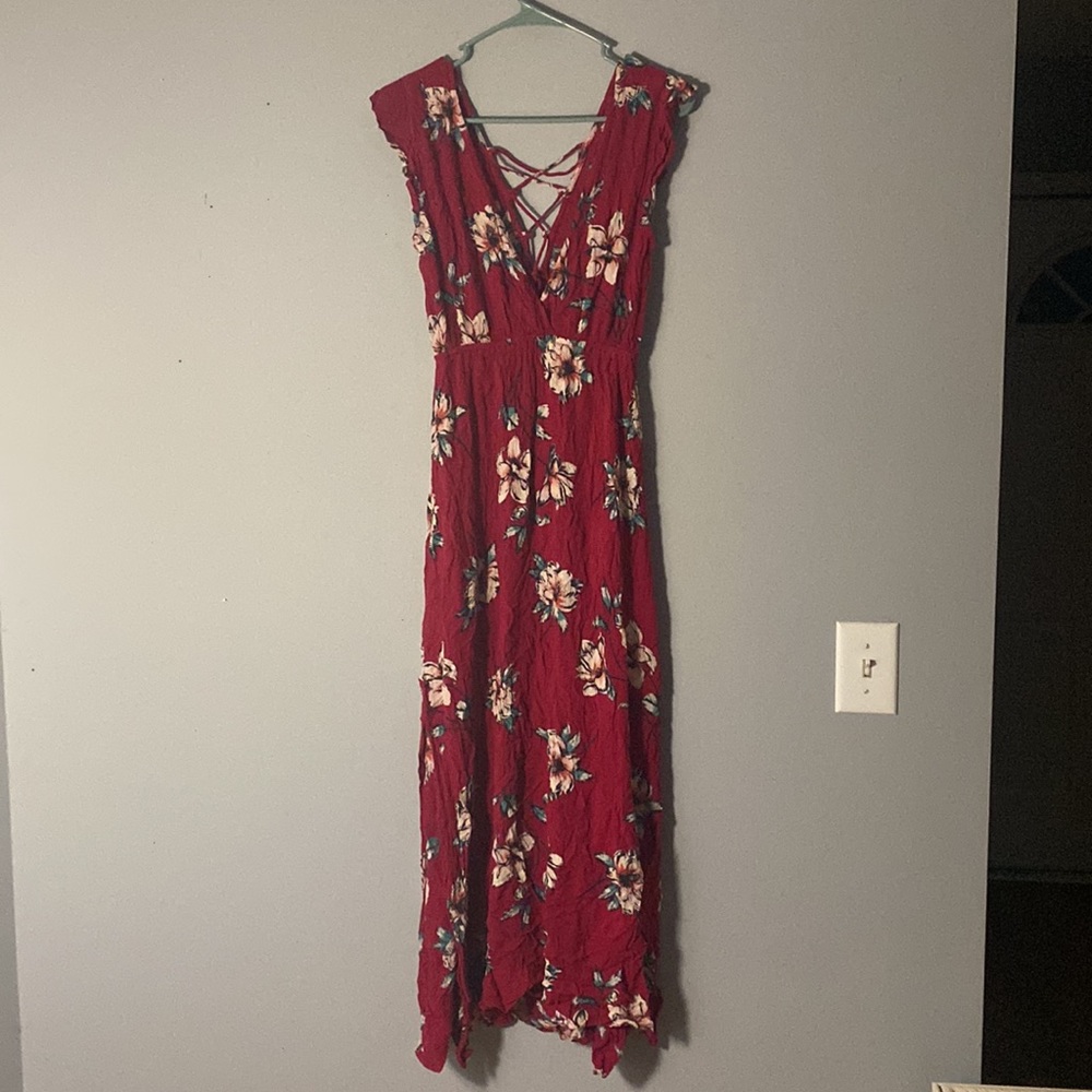 Small billabong red flower dress long
